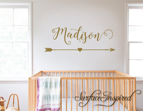 Wall Decals Personalized Names Nursery Wall Decal Kids Madison With Arrow and Heart