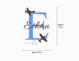 Name Wall Decal - Aiden Airplane Monogram Wall Decals for Nursery