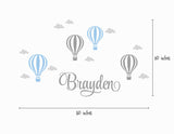 Wall Decals Personalized Name Hot Air Balloons With Clouds Wall Decals Large Stickers Vinyl Decal Stickers Nursery Personalized Name Braydon Hot Air Balloons Style