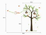 Monkey Tree Wall Decal with Custom Name - Monkeys and Birds on a Monkey Tree Wall Decal