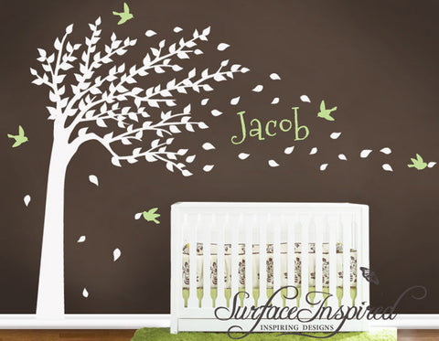 Large Autumn Tree Wall Decals Stickers with Custom Name