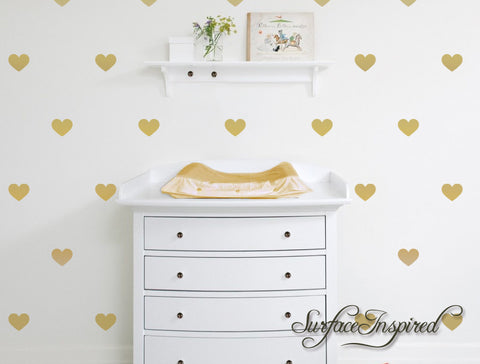 Heart Wall Decals - 1", 2", 3", 4" heart decals for nursery and kids rooms