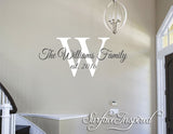 Family Name Wall Decal - Personalized Family Wall Decal Name Monogram - Vinyl Wall Decal Family Wall Decal Williams Family Style Decal