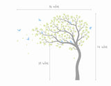 Large Whimsical Summer Tree Wall Decal with Birds. Get custom colors at no charge!