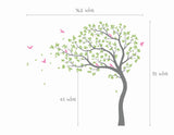 Large Whimsical Summer Tree Wall Decal with Birds. Get custom colors at no charge!