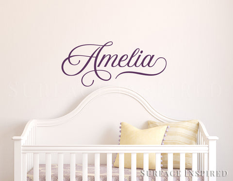 Nursery Wall Decal Kids Wall Decal Wall Decals For Girls or Boys. Wall Decals Personalized Names Amelia Calligraphic Style