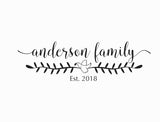Personalized Family Name Monogram Wall Decal Vinyl Wall Art Anderson Family Style Decal