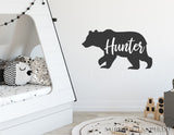 Bear Wall Decal Personalized Name Bear Silhouette with Custom Name Wall Decal Kids Nursery Scandinavian Black and White Wall Decals