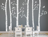 Nursery Wall Decals White Birch Trees Wall Decal Large Tree Wall Mural Stickers Nursery Tree and Birds Wall Art Nature Wall Decals Decor