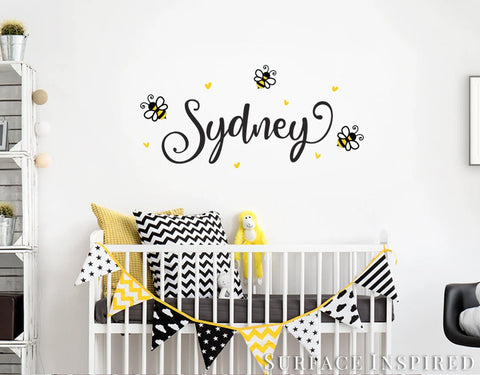 Bumble Bee Wall Decals With Personalized Name Bumble Bee Kids Wall Decal Removable Wall Decals Stickers