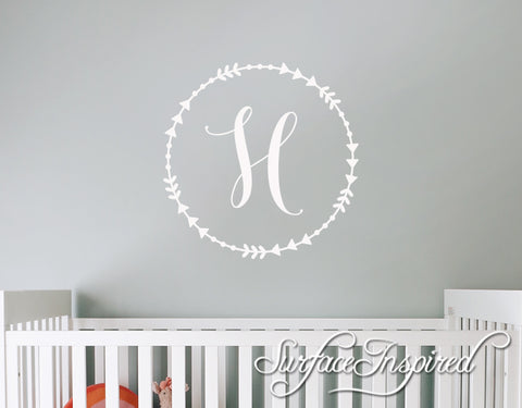 Personalized Wall Decal Circle Monogram for boys and girls rooms. Personalized wall decals made in any colors you want. Boho Initial Circle Decal
