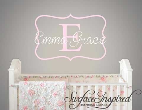 Name Wall Decal - Emma Grace Monogram Wall Decal for Nursery