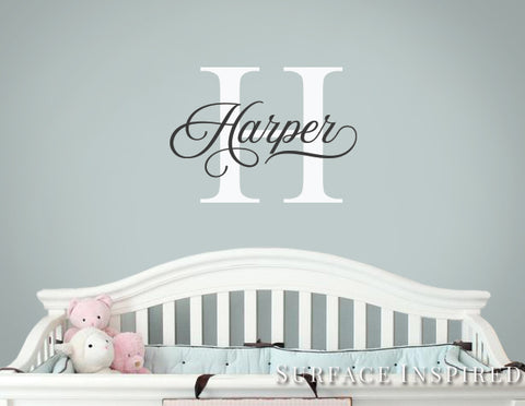 Personalized Name Monogram Wall Decal Vinyl Wall Art Harper Style Wall Decal