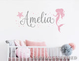 Mermaid Wall Decals With Personalized Name Mermaid Starfish Kids Wall Decal Removable Wall Decals Stickers