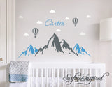 Wall Decals Personalized Name Mountains Hot Air Balloons Wall Decals Large Stickers Vinyl Decal Stickers Nursery Personalized Name