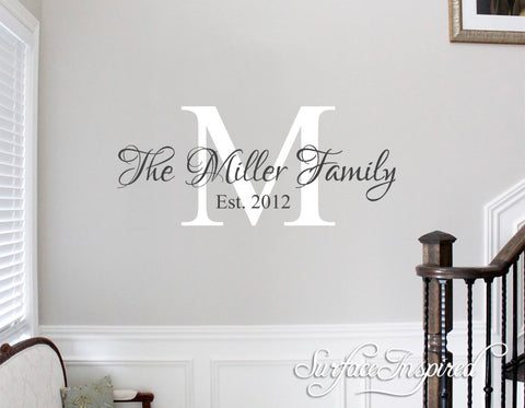 Personalized Family Name Monogram Wall Decal Vinyl Wall Art Miller Family Style Decal