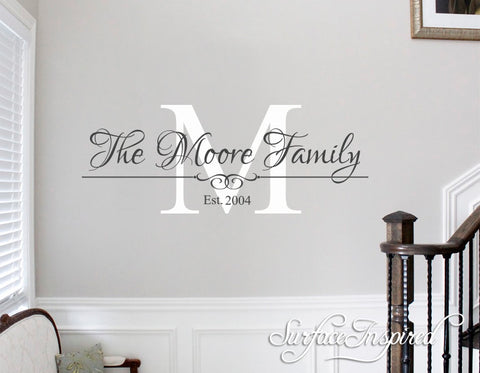 Personalized Family Name Monogram Wall Decal Vinyl Wall Art