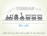 Nursery Wall Decals. Thomas train wall decal with a custom name.