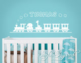 Nursery Wall Decals. Thomas train wall decal with a custom name.