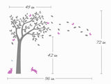 Tree Decal With Adorable Bunnies and Butterflies