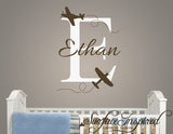 Name Wall Decal - Airplane Monogram Wall Decals for Nursery