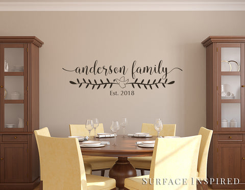 Personalized Family Name Monogram Wall Decal Vinyl Wall Art Anderson Family Style Decal