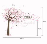 Nursery Wall Decals Stickers Large Cherry Blossom Tree with Custom Name Decal Large Emma Tree