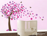 Nursery Wall Decals Big Blowing Cherry Blossom Tree Vinyl Wall Decal