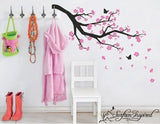 Nursery Wall Decals Blowing Pink Cherry Blossom Branch Vinyl Wall Decal