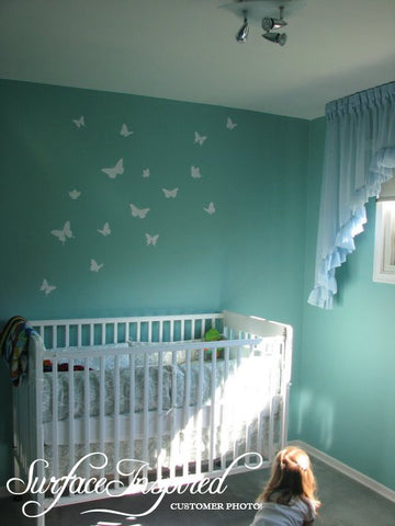 Nursery Wall Decals Set of 16 Beautiful Butterfly Vinyl Wall Decals