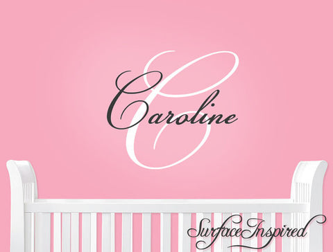 Name Wall Decal - Personalized Monogram Wall Decals for Nursery Caroline Style