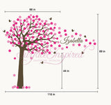 Large Cherry Blossom Tree Wall Decal with Scripted Font