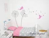 Nursery Wall Decals Personalized Name Tree Wall Decal Dandelions With Fairies And Butterflies