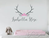 Nursery Wall Decals. Personalized names wall decal for girls rooms. Personalized wall decal made in any colors and size you want Isabella Rose With Horns Name Decal