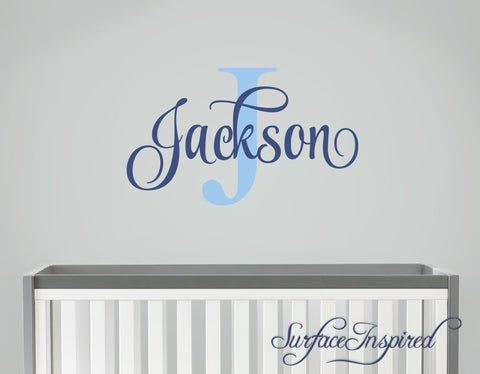 Nursery Wall Decal Personalized Names Wall Decals For Kids Jackson Blue Style Monogram