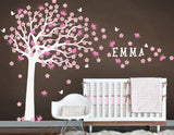 Nursery Wall Decals Stickers Large Cherry Blossom Tree with Custom Name Decal Large Emma Tree