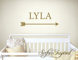Name Wall Decals Nursery Vinyl Lettering Personalized Name Decal Lyla with Arrow Style