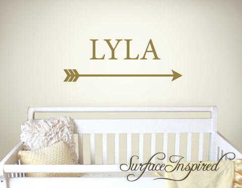Name Wall Decals Nursery Arrow Vinyl Lettering Personalized Name Decal Lyla with Arrow Style