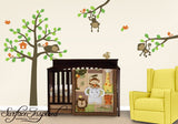 Monkey Tree Wall Decals - Tree wall decal with monkeys and animals on branches