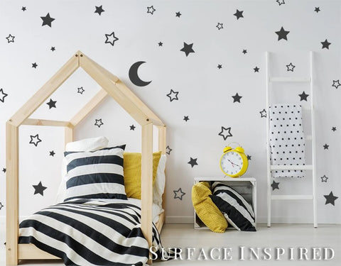 Moon and Star Wall Decals For Nursery And Kids Room Wall Decals Stickers