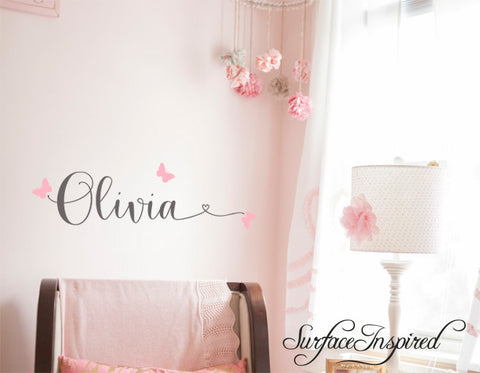 Wall Decals Personalized Names Nursery Wall Decal Kids OLIVIA WITH HEART SWIRL