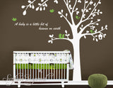 Nursery Wall Decals Big Tree with Animals and Custom Quote