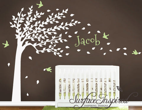 Large Autumn Tree Wall Decals Stickers with Custom Name