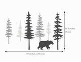 Nursery Wall Decals Pine Tree Wall Decals Large Bear Scandinavian Trees Decals