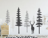 Nursery Wall Decals Pine Tree Wall Decals With Deer Scandinavian Tree Decals