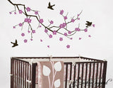 Nursery Wall Decals Purple Cherry Blossom Branch Vinyl Wall Decal