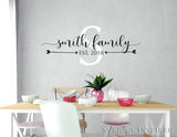 Personalized Family Name Monogram Wall Decal Vinyl Wall Art Smith Family Style Decal