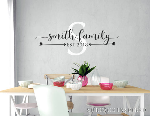 Personalized Family Name Monogram Wall Decal Vinyl Wall Art Smith Family Style Decal