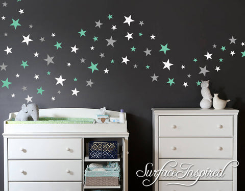 Wall Decals Stars In Variety Sizes and 3 Different Colors Nursery And Home Wall Decal Decor Stickers Star Decals 162 Total Stars in 4 Sizes