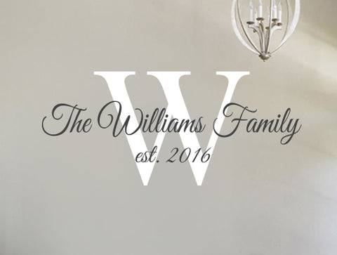 Family Name Wall Decal - Personalized Family Wall Decal Name Monogram - Vinyl Wall Decal Family Wall Decal Williams Family Style Decal